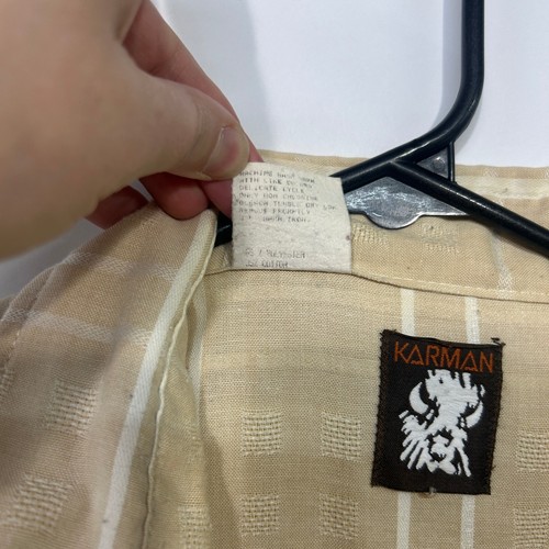 Vintage Karman 17½ Pearl Snap Western Shirt Tan White Plaid Short Sleeve USA - Picture 5 of 8