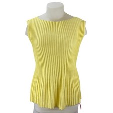 PrettyLittleThingYellow Sleeveless Rib Knit Boat Neck Peplum Tank Top Size 3XL