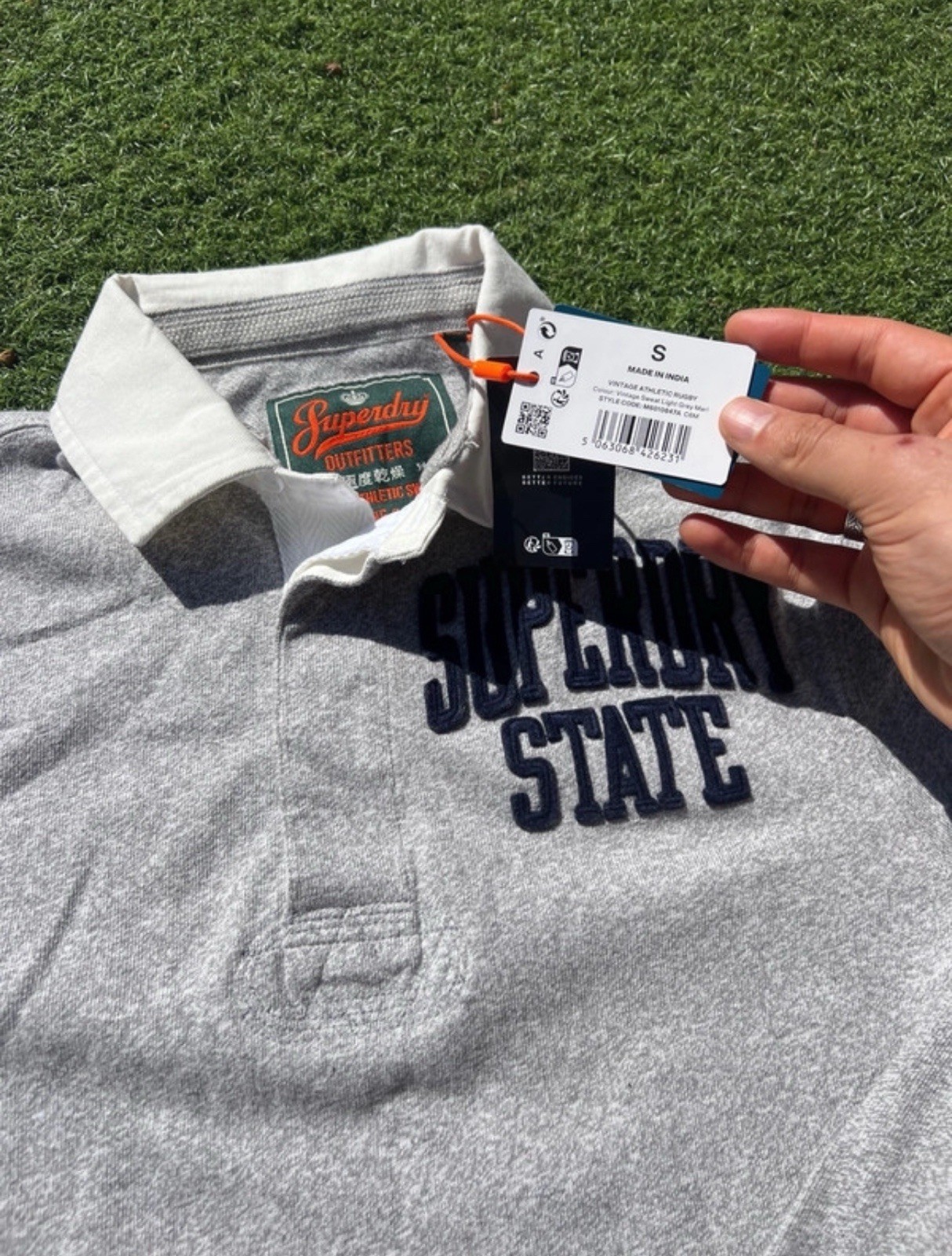 Superdry Men’s Athletic Rugby Long Sleeve Pullover Collared Top Grey, Small, New image 5