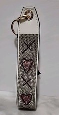 Victoria's Secret Wristlet Strap Keychain Bling Silver Heart Breaker Rhinestone