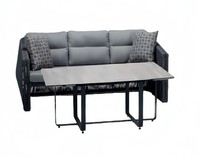Garnitur Sofa 3 Sitzer Couchtisch Sofas Dreisitzer Rattan Luxus Modern MöBel