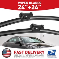 24"+24" Premium Quality All Season Beam Windshield Front Wiper Blades (Set of 2)