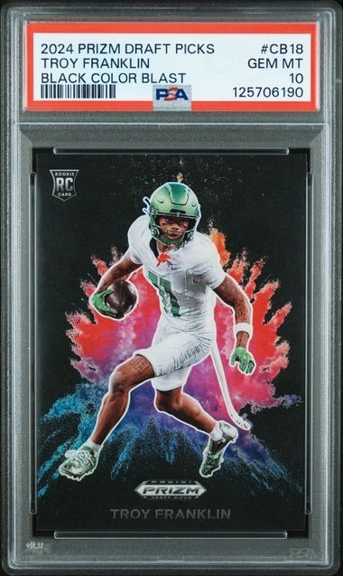 2024 Panini Prizm Draft Picks - Black Color Blast Troy Franklin #CB-18 RC PSA 10