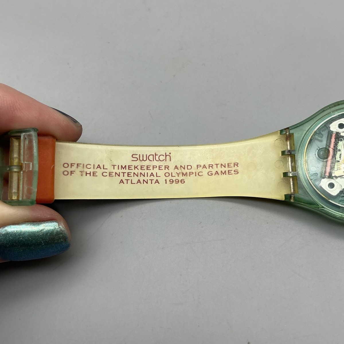 Vintage Swatch Atlanta 1996 Mens Watch 34mm Olympic USA Flag Swiss