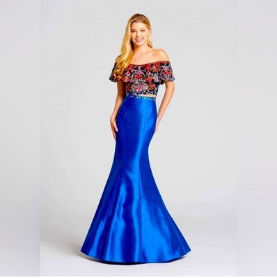 Ellie Wilde - Ruffled Off Shoulder Mermaid Gown