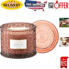 Elegant 12 oz Tomato Leaf & Rose Candle in Glass - Gift-Ready for Any Occasion