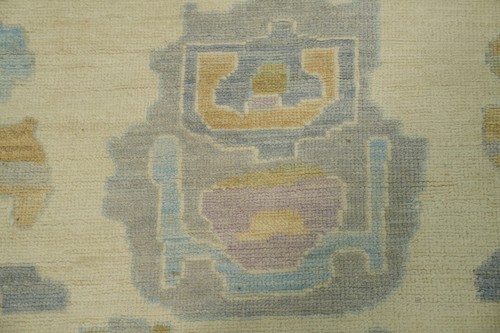 Handmade Oushak Turkish Rug 10x13 Transitional Beige Vegetable Dye Wool Carpet - Picture 6 of 13
