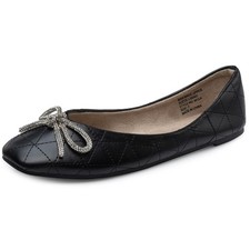 Alpine Swiss Myla Women's Ballet Flats, Bow on Flats, Rhinestone