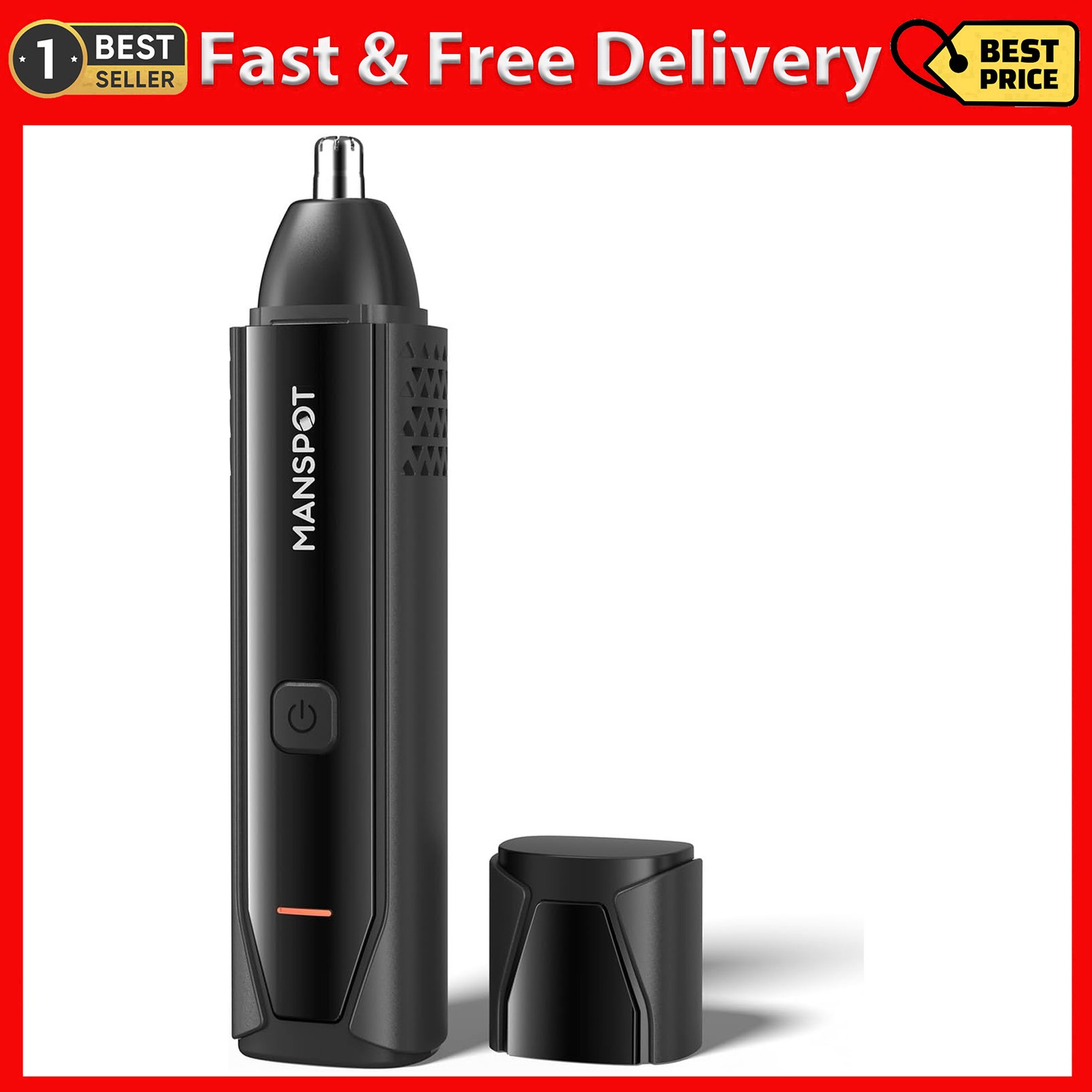 Manspot Nose & Ear Hair Trimmer for Men 10000-RPM USB-C Electric IPX7 Waterproof