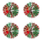 Christmas Foil Ceiling Decorations 2 Tone Green / Red - Set 4 30cm Balls