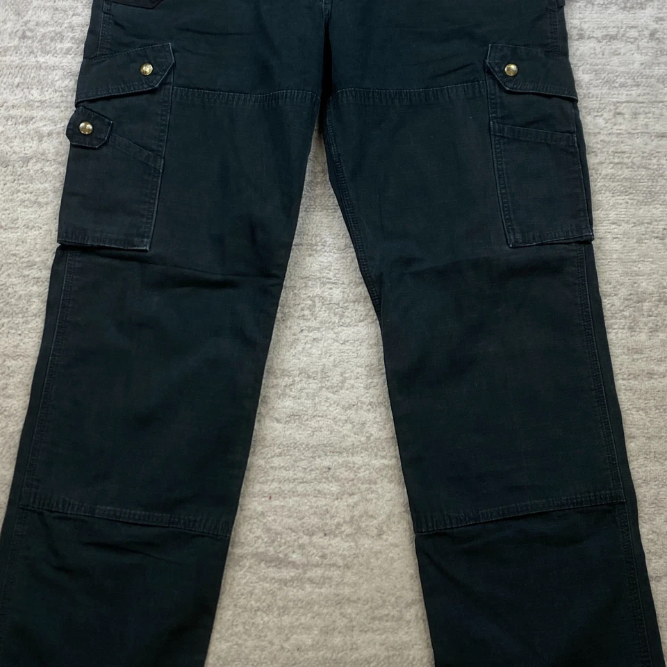 Pantalones cargo Carhartt B342 Duck lona doble rodilla 36 negros Y2K patinador para hombre 36x36 Foto 2 de 4