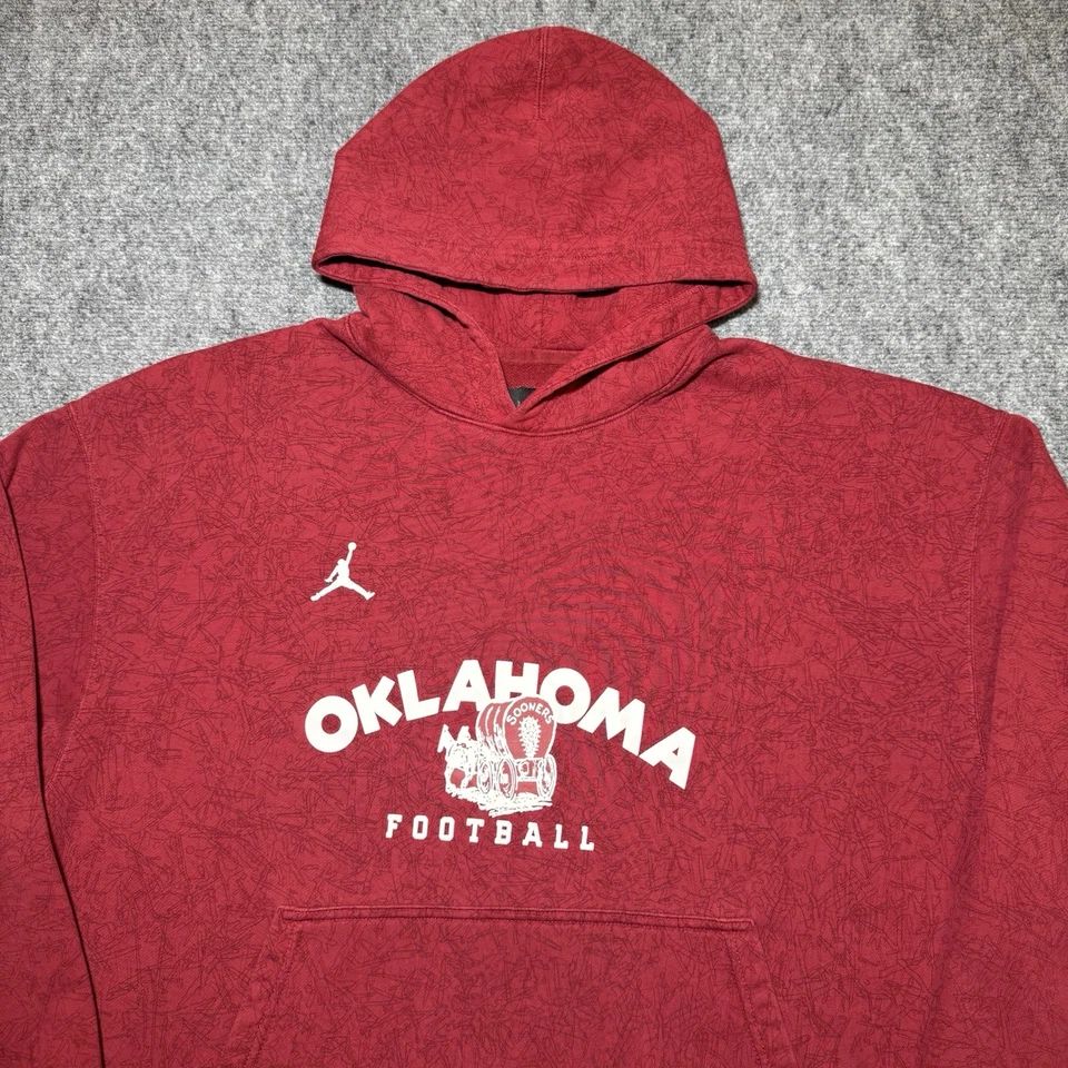 Oklahoma Sooners толстовка с капюшоном Jordan совершенно футбол толстовка красный длинным рукавом мужчин 3XL - Изображение 2 из 4
