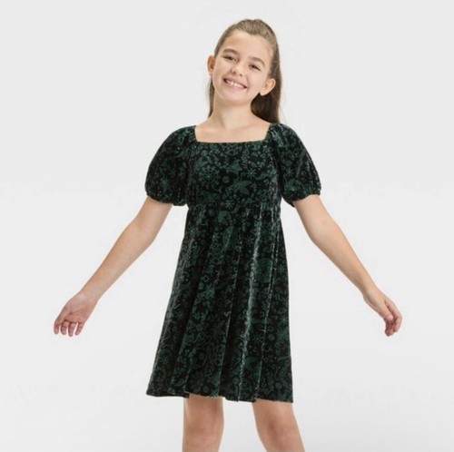 Girl's Wicked Paul Tazewell Elphaba Velour Dress Sz 6/7 Velvet Green NWT - Picture 5 of 13