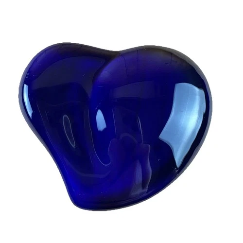Vintage Elsa Peretti For Tiffany Company Colbalt Blue Crystal Heart Paperweight