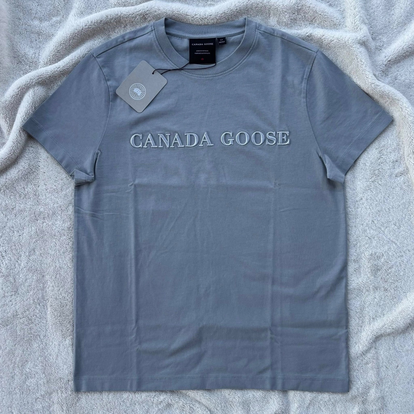 Canada Goose Ozone Blue Emersen Embroidered Workmark Tee - Small - New Authentic