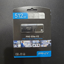 PNY PRO Elite V3 512GB USB 3.2 Gen 2 Black Flash Drive 1000MB/s P-FD512PROV3-GE