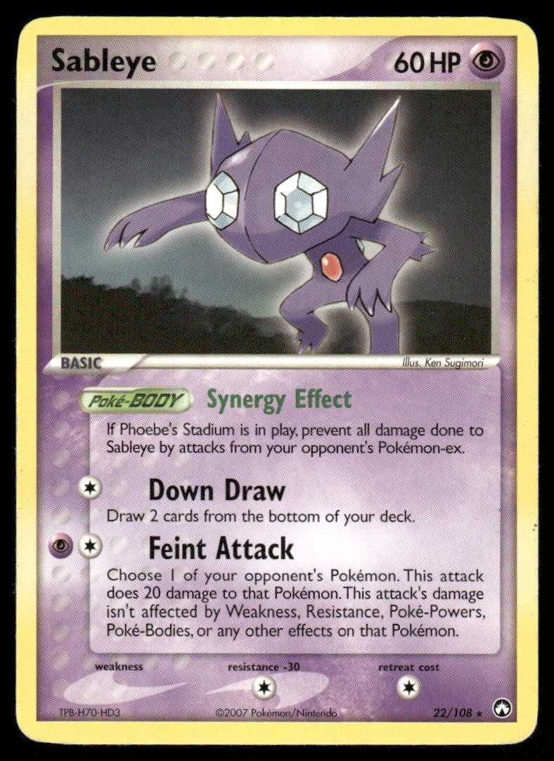 2007 Pokemon Sableye Rare Power Keepers 22/108 DMG