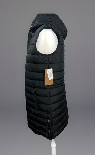 New Womens Weatherproof Long Zipper Vest Black Size S Zipper Pockets Slight Puff - Picture 6 of 6