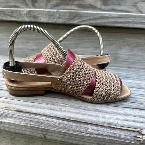 Vintage Sesto Meucci Sandalen + Taschen Slingback geflochtenes Leder Italien Damen 7 M - Bild 4 von 8