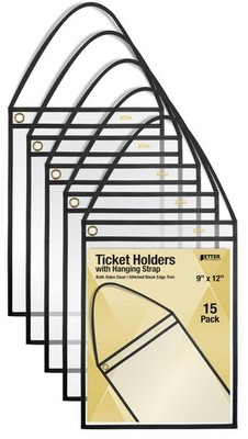 Shop Ticket Holders with Hanging Strap   15 Pack, 9 x 12 Inch Clear Pocket Sl...