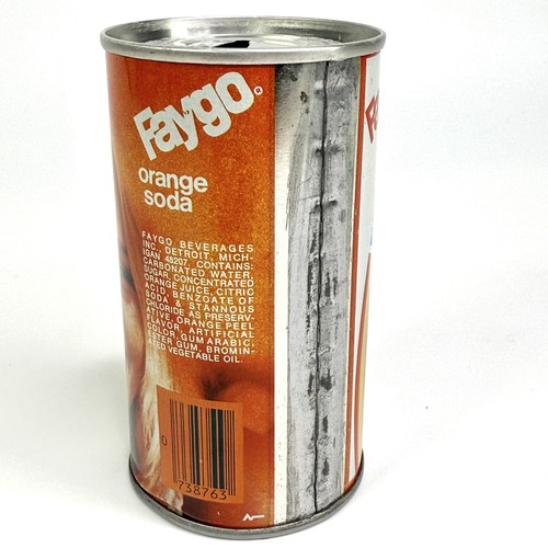 1970s FAYGO Orange Rainbow of Flavors Soda Pop 12oz Pull Top Steel Can Detroit - Picture 4 of 16