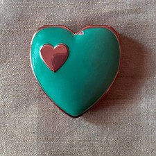 Vintage Gold-tone Heart-Shaped Green Enameled...