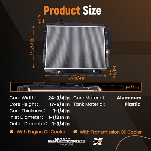Performance Radiator for Dodge Dakota 3.9L 5.2L 92-96 w/ Trans Cooler 9616687 - Picture 4 of 23