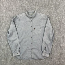 Burberry Brit Shirt Mens XL Gray Chambray Button Down Cotton Linen Long Sleeve
