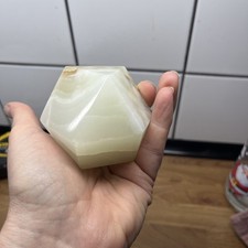 Vintage 70's Onyx Marble Paperweight gemstone heavy Polyhedron 362g crystal