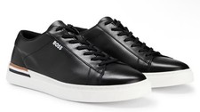NIB 180 Hugo BOSS Clint Tenn It Men  s 13 Lace Up Sneakers Black Leather Trainer