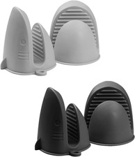 Mini Silicone Oven Mitts, 4 PCS Black and Grey Shark Shaped Pinch Oven Mitts for