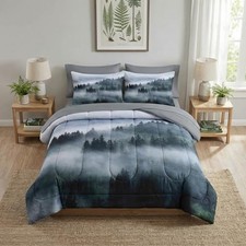 7 Pcs Comforter Set Size, Pine Tree Mountain Bedding Set Full Natural Forest 2