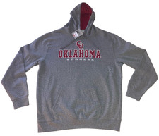 STADIUM ATHLETICS Oklahoma Sooners OU Gray/Red Pullover Hoodie Sweatshirt XXL