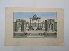 Original engraving - Rigaud - Arbor in the gardens of Bellevue - Circa 1730