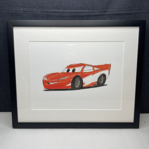 Disney Cars Lightning McQueen Framed Sketch Print Limited Pottery Barn 17x14