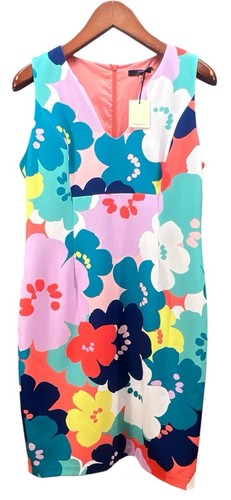 Trina Turk Coral Lily Trip Floral Sleeveless Sheath Dress Sz 10 NEW $168.00