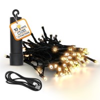 Akku Lichterkette 3,7M Warm Weiß - 50 LED - Weihnachten Garten Deko Beleuchtung