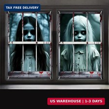 Qttier 2 Pcs Halloween Ghost Girl Window Covers