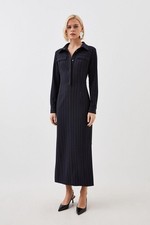 Karen Millen Shirt Maxi Dress UK6 in Blue RRP £199