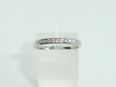 Damen 925 massiv Silber Brillantschliff 11 Steine weißer Saphir Eternity Ring
