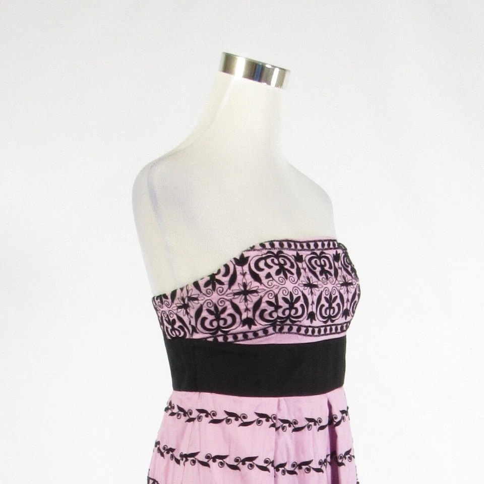 Vestido cintura imperio HELEN WANG bordado geométrico negro lavanda 6 Foto 4 de 4