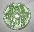 Vintage Uranium Green Glass Round 13 Hole Flower Frog 4" x 1.5" — photo 3