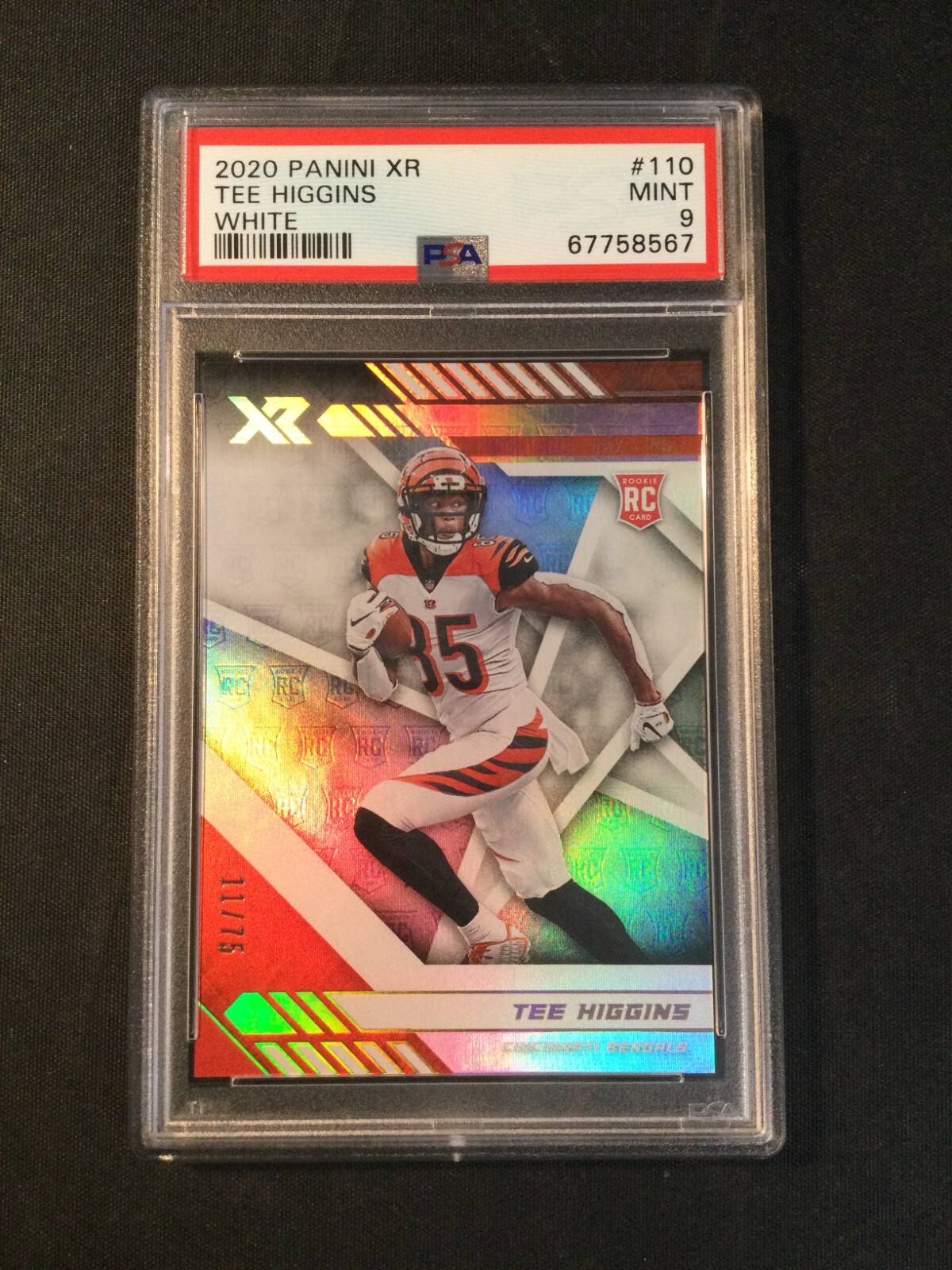 PSA 9 2020 Panini XR #110 Tee Higgins Rookie White /75 Cincinnati Bengals