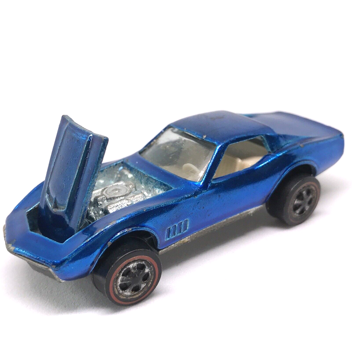 Hot Wheels Redline Custom Corvette Car 1968 Blue White Interior