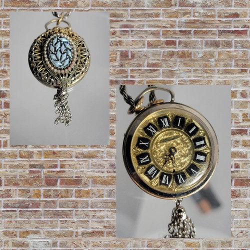 Vintage Swiss Lucerne Pendant/Pocket Watch Mechanical Flower Design Back Running