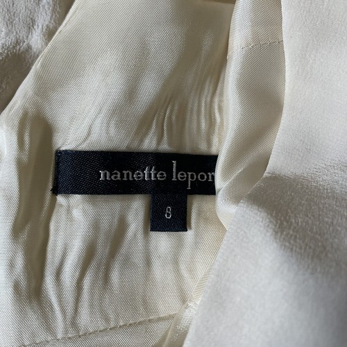 Nanette Lepore Couture Cream Silk Beaded World Tour Rockstar Blouse Top NEW 8 M - Picture 10 of 12