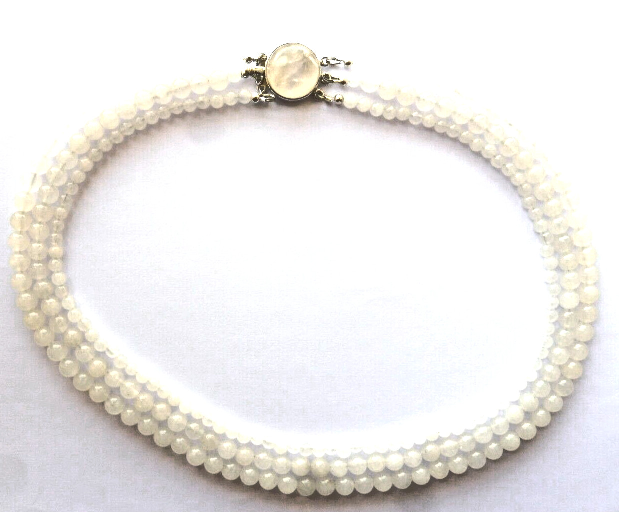 Collier pierre de lune précieuse 3 rangs aux reflets mystiques - 4