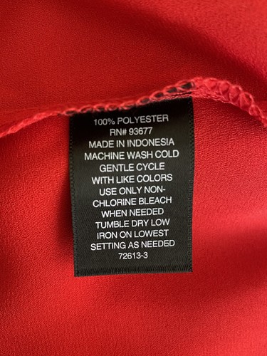 Worthington Blouse Women's Semi-Sheer Keyhole Front Barrel Cuff Red Sz Large NWT - Picture 3 of 4