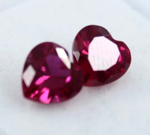 7 MM Natural Ruby Heart Shape CERTIFIED RED Loose Gemstone PAIR - Picture 3 of 8