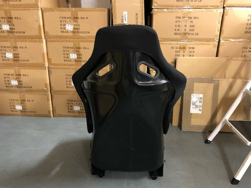 Pair BB5 Wide Diamond Stitch Fixed Fibreglass Racing Bucket Seats + Runners - Picture 7 of 11